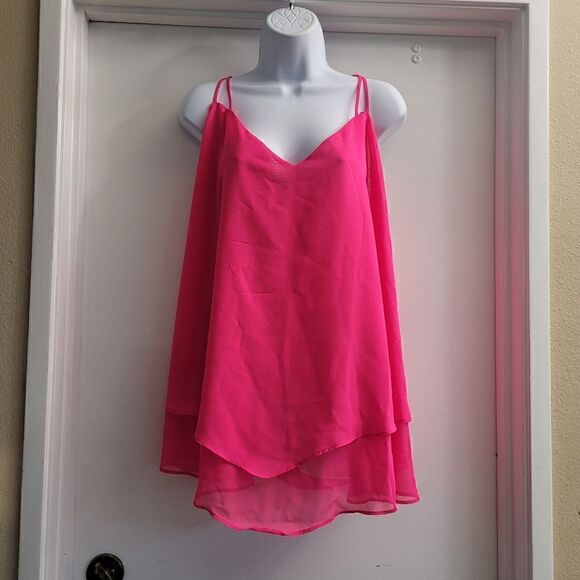 Torrid georgette layered swing cami in barbie pink - Picture 2 of 7